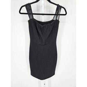 Vtg Hugo Buscati Womens Sz S Mini Dress Black w/ Mesh Straps Sleeveless